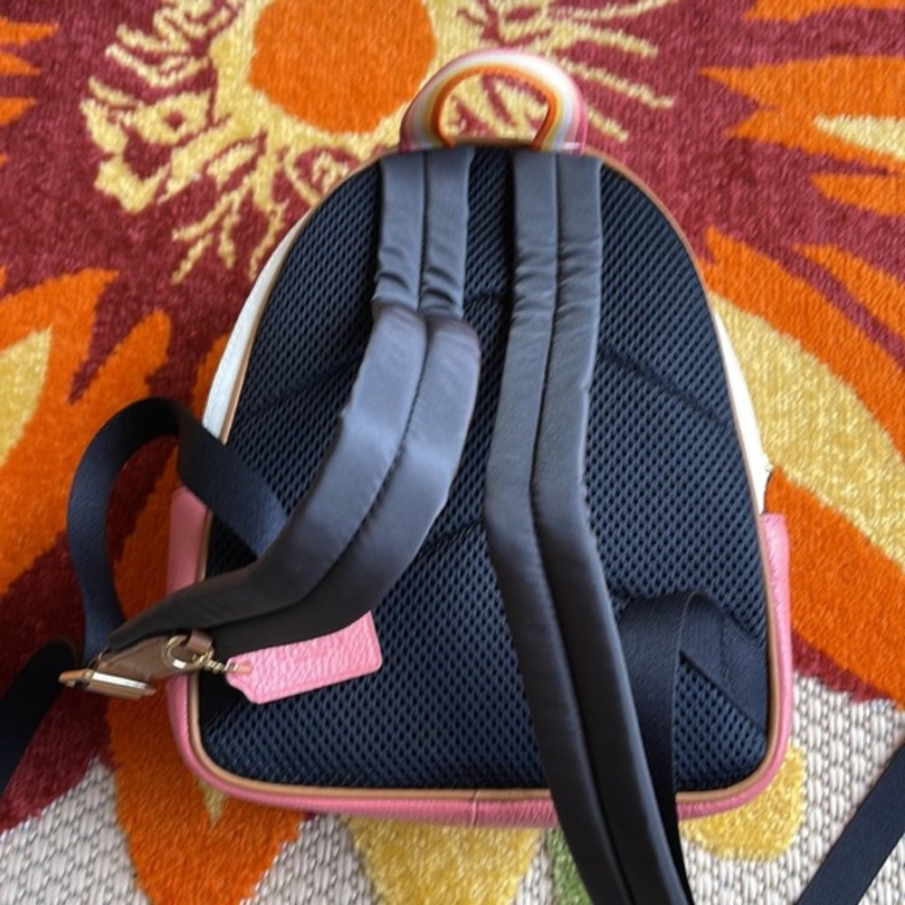 Coach Mini Court Backpack In Signature Canvas With Butterfly Chalk / Taffy Multi - Picture 13 of 16